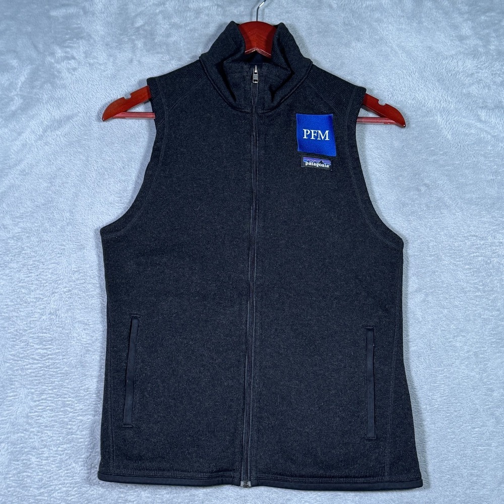 Patagonia Better Sweater Vest Womens M Black Fleece Full Zip PFM Logo Outdoor